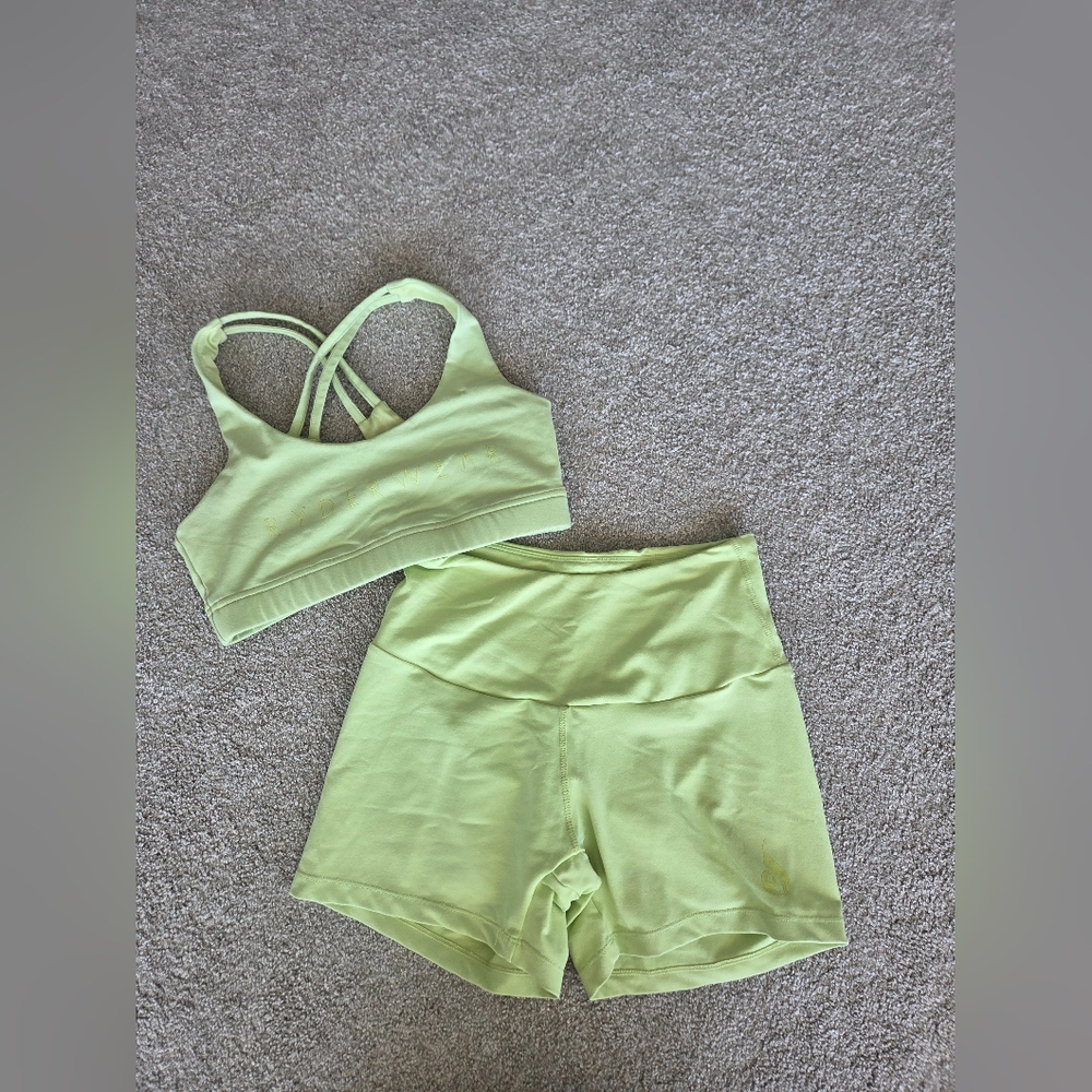 Lime Green Sports Bra and Shorts Set